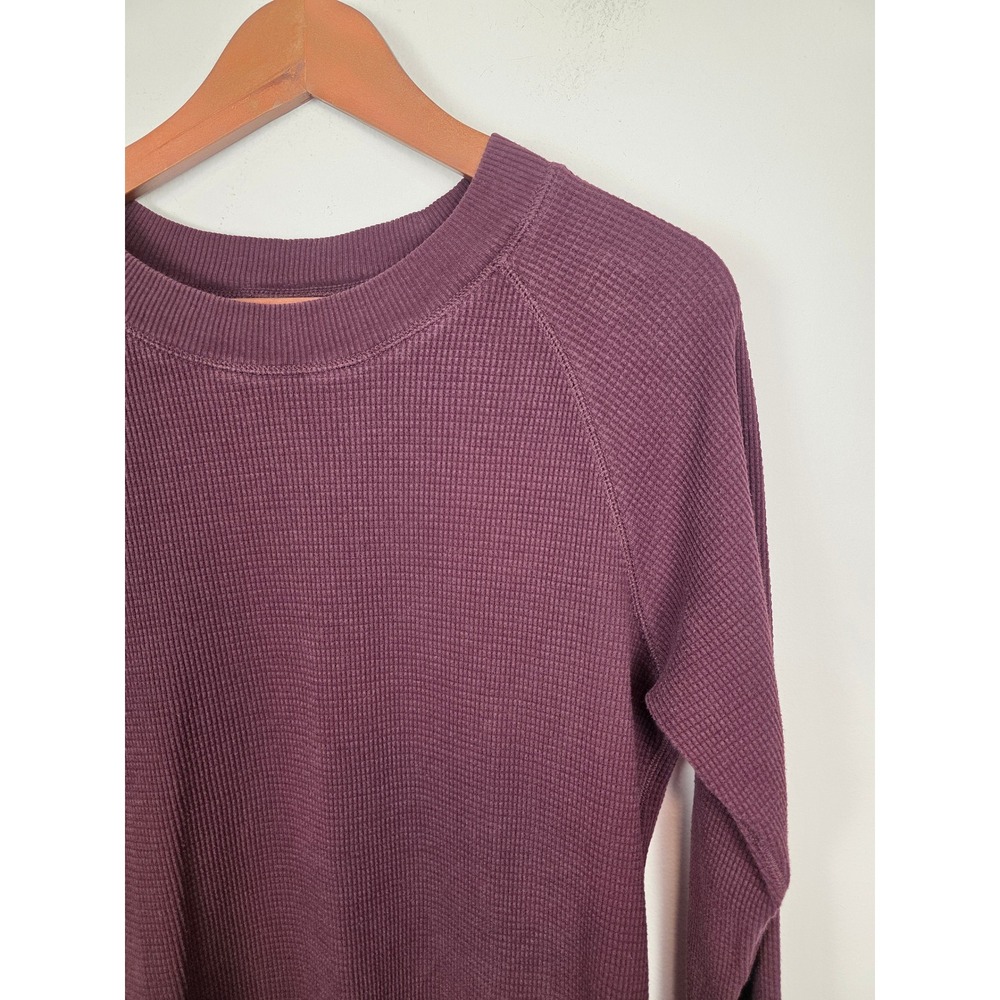 Tna Aritzia Womens Waffle Knit Raglan Long Sleeve Thermal Top Burgundy Plum S - Picture 3 of 7